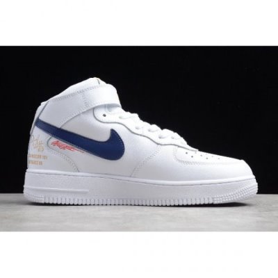 Nike Air Force 1 Mid Beyaz / Mavi Kaykay Ayakkabı Türkiye - DYLA2RNO